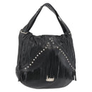 Jimmy Choo Studs Shoulder Bag Leather Black Auth BA6132-1