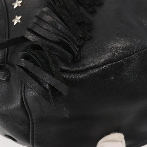 Jimmy Choo Studs Shoulder Bag Leather Black Auth BA6132