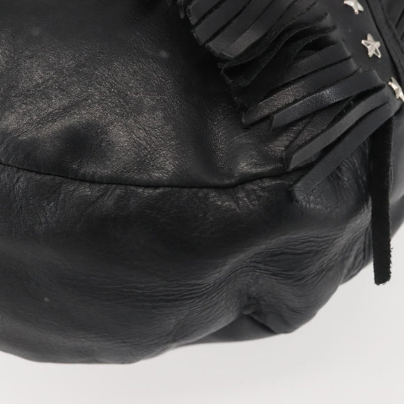 Jimmy Choo Studs Shoulder Bag Leather Black Auth BA6132