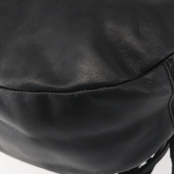 Jimmy Choo Studs Shoulder Bag Leather Black Auth BA6132