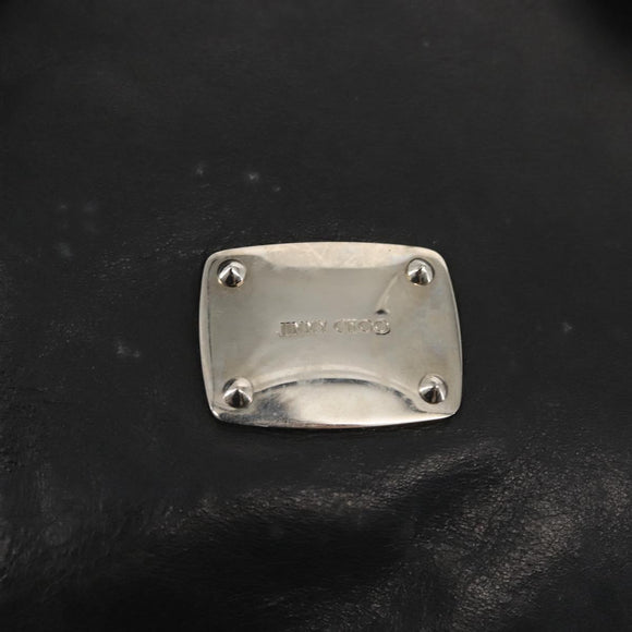 Jimmy Choo Studs Shoulder Bag Leather Black Auth BA6132