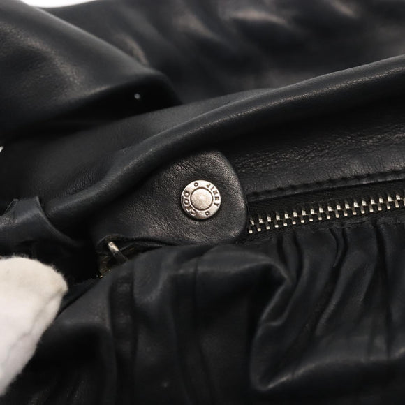 Jimmy Choo Studs Shoulder Bag Leather Black Auth BA6132