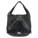 Jimmy Choo Studs Shoulder Bag Leather Black Auth BA6132-13