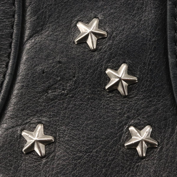 Jimmy Choo Studs Shoulder Bag Leather Black Auth BA6132