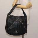 Jimmy Choo Studs Shoulder Bag Leather Black Auth BA6132-22