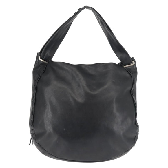 Jimmy Choo Studs Shoulder Bag Leather Black Auth BA6132