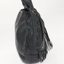 Jimmy Choo Studs Shoulder Bag Leather Black Auth BA6132-4