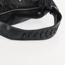 Jimmy Choo Studs Shoulder Bag Leather Black Auth BA6132-7