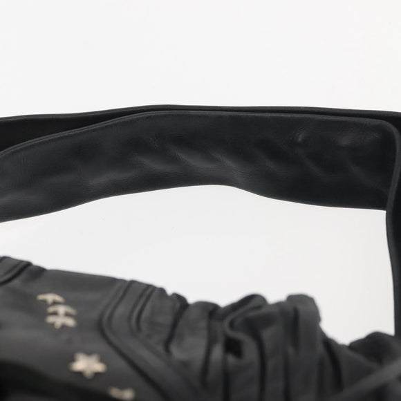 Jimmy Choo Studs Shoulder Bag Leather Black Auth BA6132