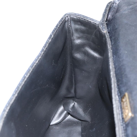 BALLY Hand Bag Leather Black Gold Auth BA6133