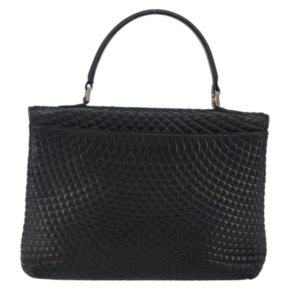 BALLY Hand Bag Leather Black Gold Auth BA6133