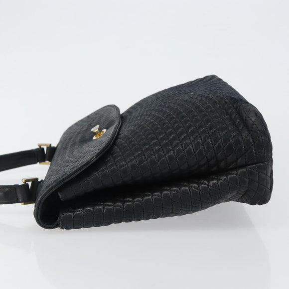 BALLY Hand Bag Leather Black Gold Auth BA6133