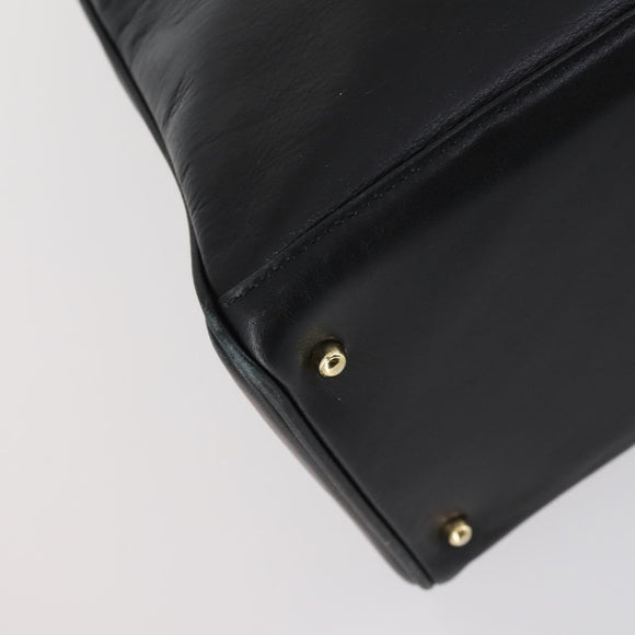 GUCCI Bamboo Hand Bag Leather 2way Black Gold 002 2855 0322 0 Auth BA6143