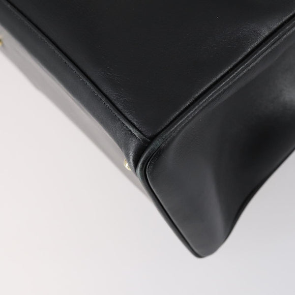 GUCCI Bamboo Hand Bag Leather 2way Black Gold 002 2855 0322 0 Auth BA6143