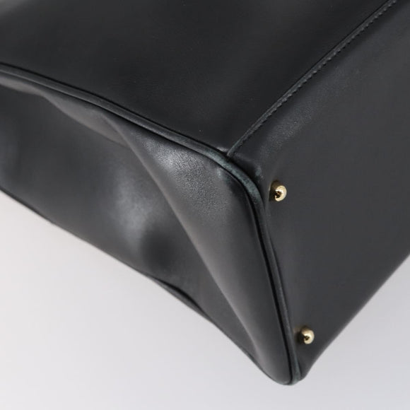 GUCCI Bamboo Hand Bag Leather 2way Black Gold 002 2855 0322 0 Auth BA6143