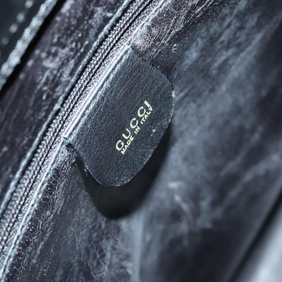 GUCCI Bamboo Hand Bag Leather 2way Black Gold 002 2855 0322 0 Auth BA6143