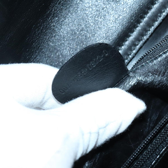 GUCCI Bamboo Hand Bag Leather 2way Black Gold 002 2855 0322 0 Auth BA6143