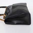 GUCCI Bamboo Hand Bag Leather 2way Black Gold 002 2855 0322 0 Auth BA6143-5