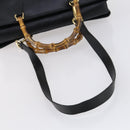 GUCCI Bamboo Hand Bag Leather 2way Black Gold 002 2855 0322 0 Auth BA6143-7