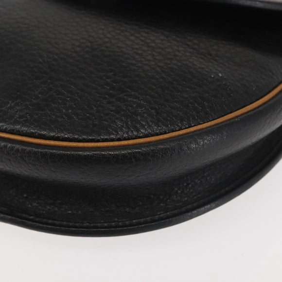 Christian Dior Shoulder Bag Leather Black Gold Auth BA6146