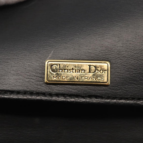 Christian Dior Shoulder Bag Leather Black Gold Auth BA6146