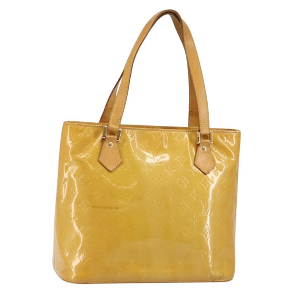 LOUIS VUITTON Monogram Vernis Houston Hand Bag Beige M91004 LV Auth BA6147