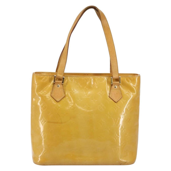 LOUIS VUITTON Monogram Vernis Houston Hand Bag Beige M91004 LV Auth BA6147