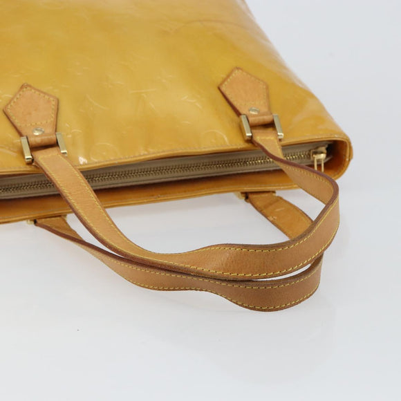 LOUIS VUITTON Monogram Vernis Houston Hand Bag Beige M91004 LV Auth BA6147