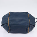 Chloe Etel Hand Bag Leather 2way Blue Gold Auth BA6149-11