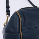 Chloe Etel Hand Bag Leather 2way Blue Gold Auth BA6149-14