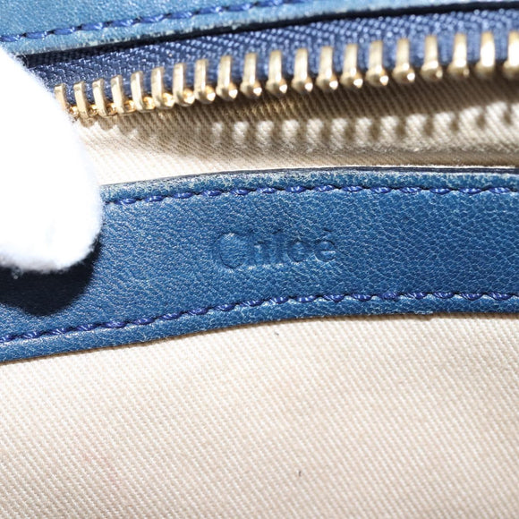 Chloe Etel Hand Bag Leather 2way Blue Gold Auth BA6149