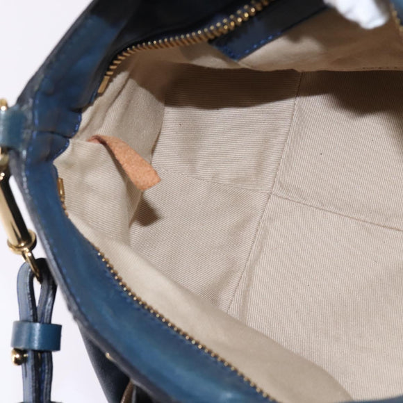 Chloe Etel Hand Bag Leather 2way Blue Gold Auth BA6149