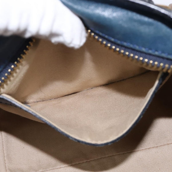 Chloe Etel Hand Bag Leather 2way Blue Gold Auth BA6149