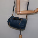 Chloe Etel Hand Bag Leather 2way Blue Gold Auth BA6149-23