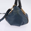 Chloe Etel Hand Bag Leather 2way Blue Gold Auth BA6149-4