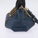 Chloe Etel Hand Bag Leather 2way Blue Gold Auth BA6149-5