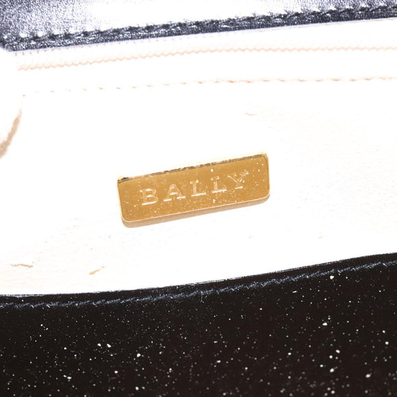 BALLY Shoulder Bag Leather Black Gold Auth BA6151