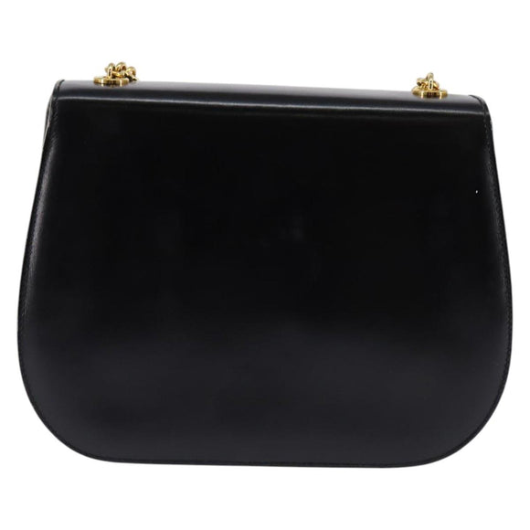 BALLY Shoulder Bag Leather Black Gold Auth BA6151