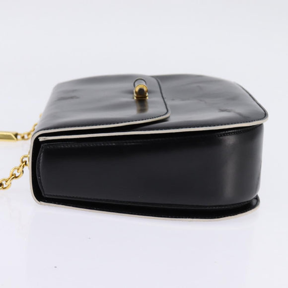 BALLY Shoulder Bag Leather Black Gold Auth BA6151
