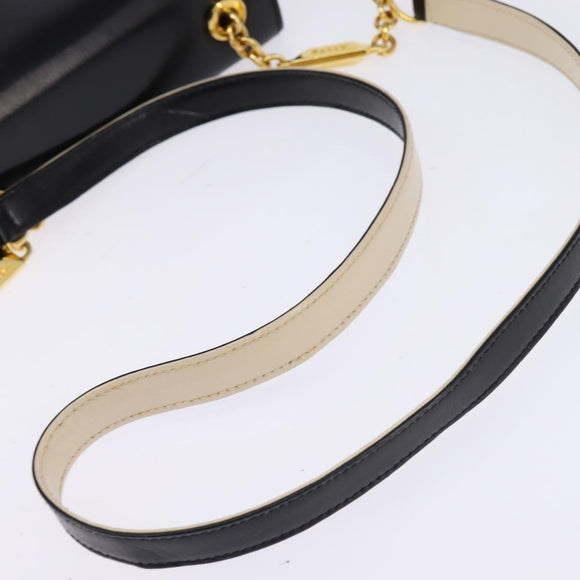 BALLY Shoulder Bag Leather Black Gold Auth BA6151