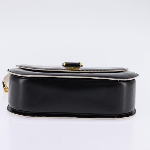 BALLY Shoulder Bag Leather Black Gold Auth BA6151