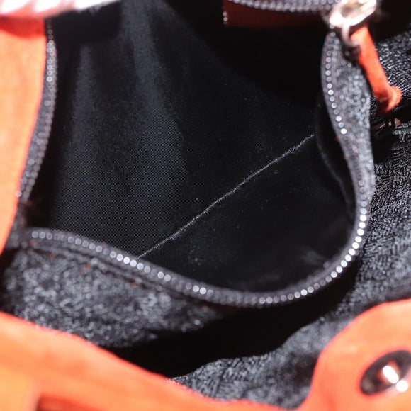 BOTTEGA VENETA Hand Bag Suede Orange Silver Auth BA6156