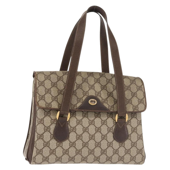 GUCCI GG Supreme Hand Bag PVC Beige Gold 116 02 080 Auth BA6160