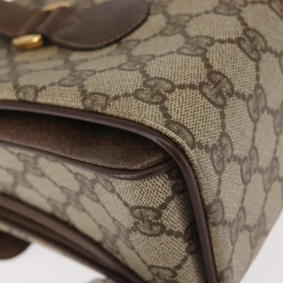 GUCCI GG Supreme Hand Bag PVC Beige Gold 116 02 080 Auth BA6160