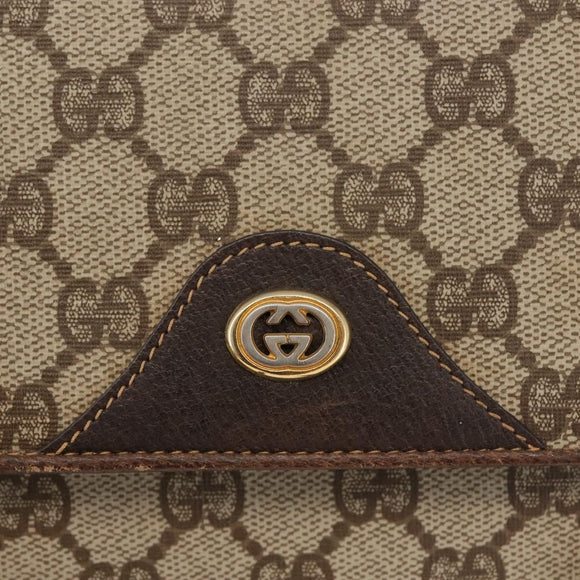 GUCCI GG Supreme Hand Bag PVC Beige Gold 116 02 080 Auth BA6160