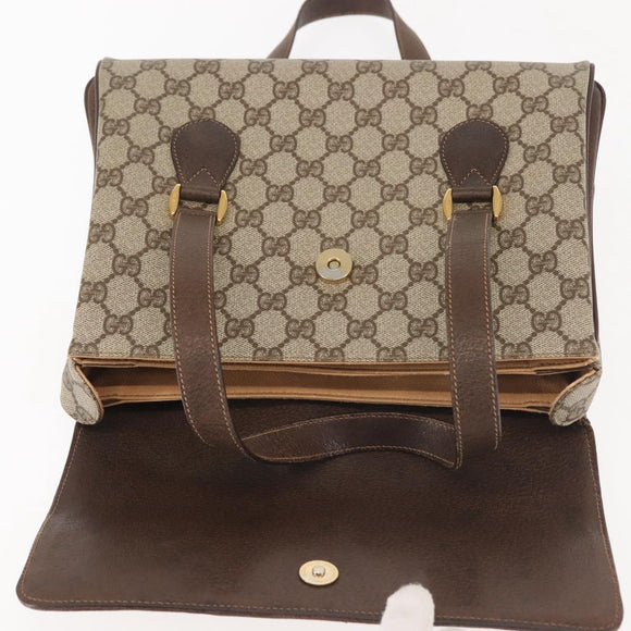 GUCCI GG Supreme Hand Bag PVC Beige Gold 116 02 080 Auth BA6160