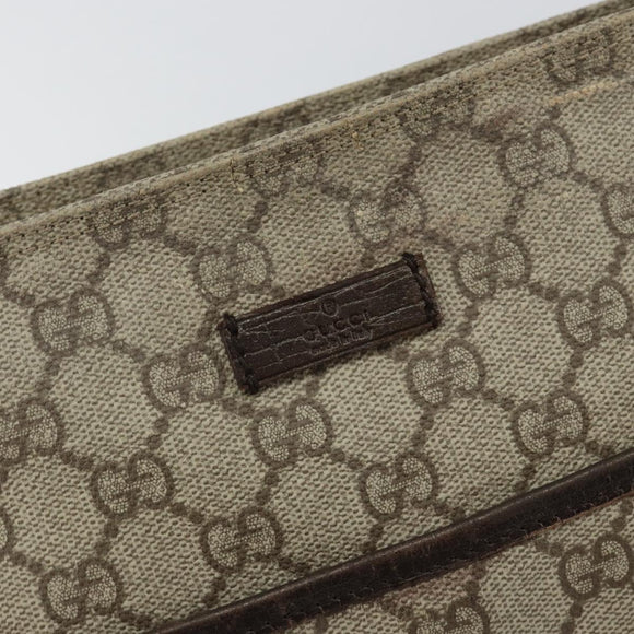 GUCCI GG Supreme Shoulder Bag PVC Beige Silver 141626 Auth BA6168