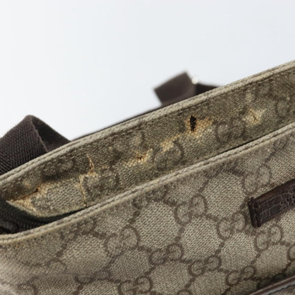 GUCCI GG Supreme Shoulder Bag PVC Beige Silver 141626 Auth BA6168