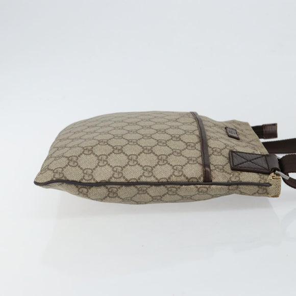 GUCCI GG Supreme Shoulder Bag PVC Beige Silver 141626 Auth BA6168