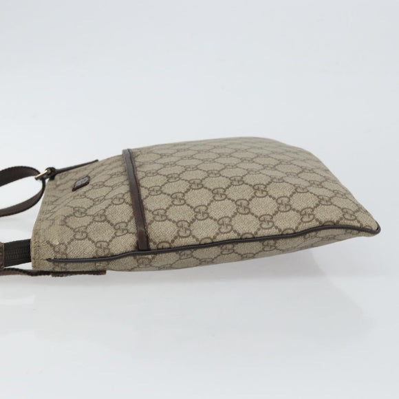 GUCCI GG Supreme Shoulder Bag PVC Beige Silver 141626 Auth BA6168